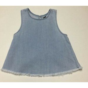 Aerie Womens Chambray Sleeveless Top Flyaway Tank Size XS Raw Hem Light Blue